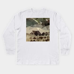 Drab Brown Blue Abstract Low Polygon Background Kids Long Sleeve T-Shirt